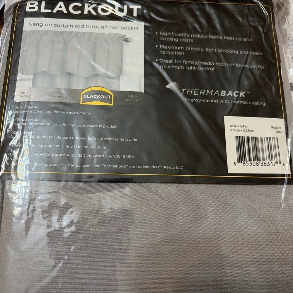 Eclipse 84-in Grey Blackout Thermal lined Rod pocket Single curtain panel